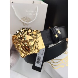 Versace Fashion Printed Calf Leather Gold Medusa Buckle 40mm Belt