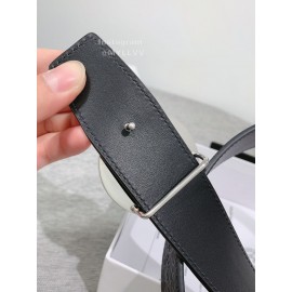 Versace Embossed Calf Leather Round Silver Medusa Buckle 40mm Belt 