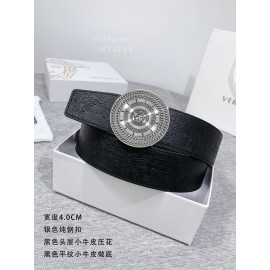 Versace Embossed Calf Leather Round Buckle 40mm Belt 