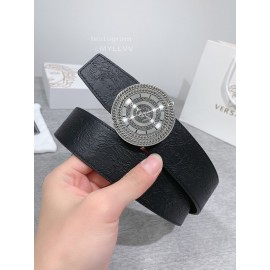 Versace Embossed Calf Leather Round Buckle 40mm Belt 