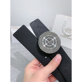 Versace Embossed Calf Leather Round Buckle 40mm Belt 