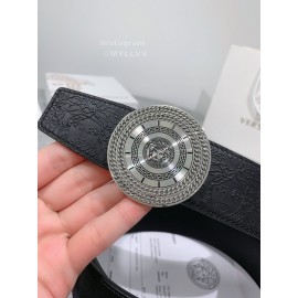 Versace Embossed Calf Leather Round Buckle 40mm Belt 