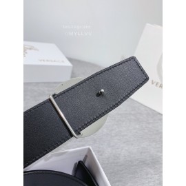 Versace Embossed Calf Leather Round Buckle 40mm Belt 