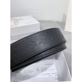 Versace Embossed Calf Leather Round Buckle 40mm Belt 