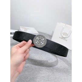 Versace Embossed Calf Leather Round Buckle 40mm Belt 