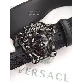 Versace Greek Fret Pattern Black Medusa Buckle 40mm Belt