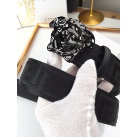 Versace Greek Fret Pattern Black Medusa Buckle 40mm Belt