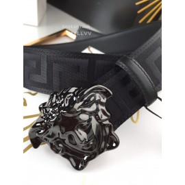 Versace Greek Fret Pattern Black Medusa Buckle 40mm Belt