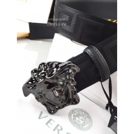 Versace Greek Fret Pattern Black Medusa Buckle 40mm Belt