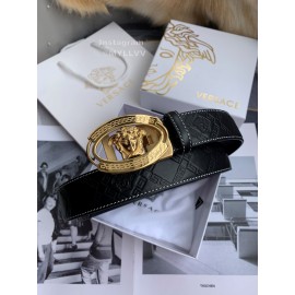 Versace Embossed Calf Leather Automatic Steel Gold Buckle 35mm Belt For Men