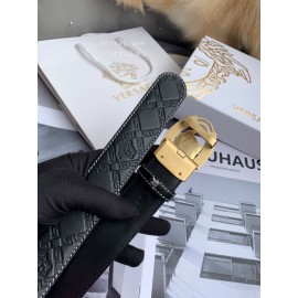 Versace Embossed Calf Leather Automatic Steel Gold Buckle 35mm Belt For Men