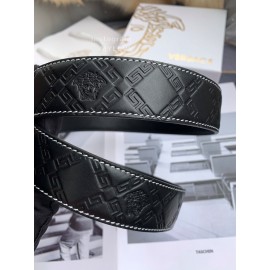 Versace Embossed Calf Leather Automatic Steel Gold Buckle 35mm Belt For Men