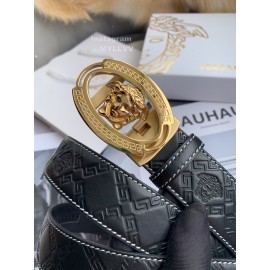 Versace Embossed Calf Leather Automatic Steel Gold Buckle 35mm Belt For Men