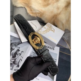 Versace Embossed Calf Leather Automatic Steel Gold Buckle 35mm Belt For Men