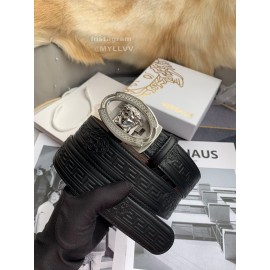 Versace Embossed Calf Leather Automatic Steel Silver Buckle 35mm Belt For Men