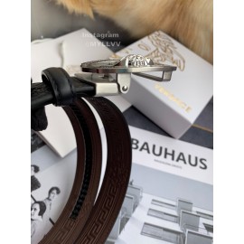 Versace Embossed Calf Leather Automatic Steel Silver Buckle 35mm Belt For Men