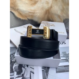 Versace Calf Leather Automatic Steel Gold Buckle 35mm Belt For Men