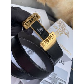 Versace Calf Leather Automatic Steel Gold Buckle 35mm Belt For Men