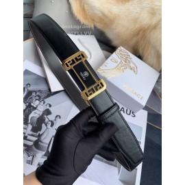 Versace Calf Leather Automatic Steel Gold Buckle 35mm Belt For Men