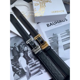 Versace Calf Leather Automatic Steel Gold Buckle 35mm Belt For Men