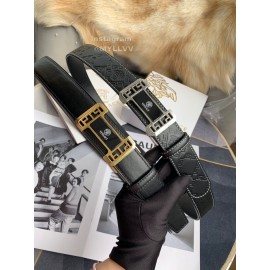 Versace Calf Leather Automatic Steel Gold Buckle 35mm Belt For Men