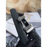 Versace Calf Leather Automatic Steel Silver Buckle 35mm Belt For Men