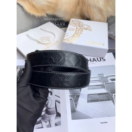 Versace Calf Leather Automatic Steel Silver Buckle 35mm Belt For Men