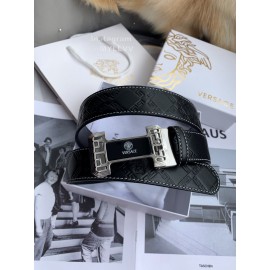 Versace Calf Leather Automatic Steel Silver Buckle 35mm Belt For Men