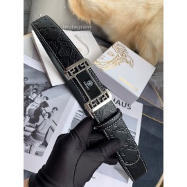 Versace Calf Leather Automatic Steel Silver Buckle 35mm Belt For Men