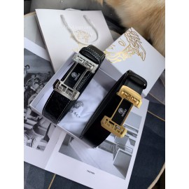 Versace Calf Leather Automatic Steel Silver Buckle 35mm Belt For Men