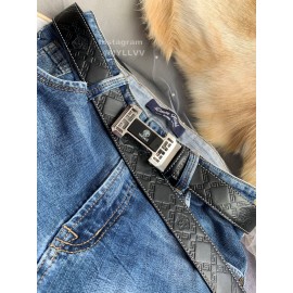 Versace Calf Leather Automatic Steel Silver Buckle 35mm Belt For Men