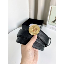 Versace Calf Leather Round Electroplated Gold Medusa Buckle 38mm Belt