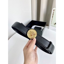 Versace Calf Leather Round Electroplated Gold Medusa Buckle 38mm Belt