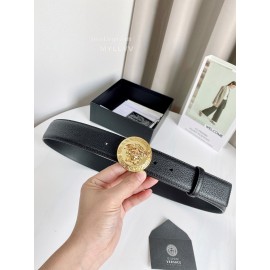 Versace Calf Leather Round Electroplated Gold Medusa Buckle 38mm Belt