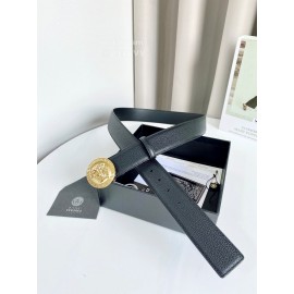 Versace Calf Leather Round Electroplated Gold Medusa Buckle 38mm Belt