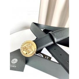 Versace Calf Leather Round Electroplated Gold Medusa Buckle 38mm Belt