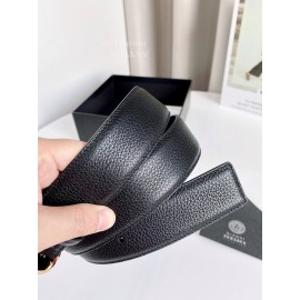 Versace Calf Leather Round Electroplated Gold Medusa Buckle 38mm Belt