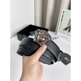 Versace Electroplated Gun Color Medusa Buckle 38mm Calf Leather Belt