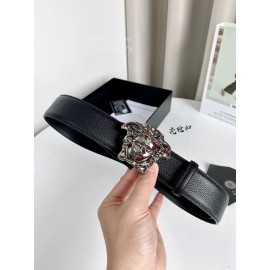 Versace Electroplated Gun Color Medusa Buckle 38mm Calf Leather Belt