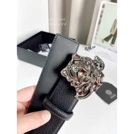 Versace Electroplated Gun Color Medusa Buckle 38mm Calf Leather Belt