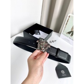 Versace Electroplated Gun Color Medusa Buckle 38mm Calf Leather Belt