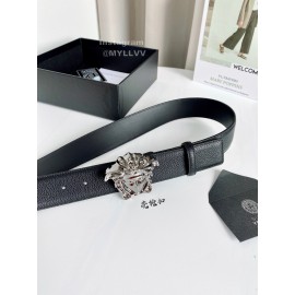 Versace Electroplated Gun Color Medusa Buckle 38mm Calf Leather Belt