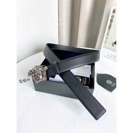 Versace Electroplated Gun Color Medusa Buckle 38mm Calf Leather Belt