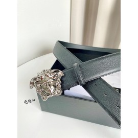 Versace Electroplated Gun Color Medusa Buckle 38mm Calf Leather Belt