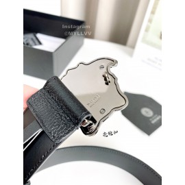 Versace Electroplated Gun Color Medusa Buckle 38mm Calf Leather Belt