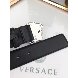 Versace Black Calf Leather Silver Medusa Buckle 40mm Belt