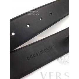 Versace Black Calf Leather Silver Medusa Buckle 40mm Belt