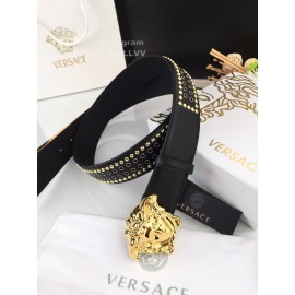 Versace Black Calf Leather Gold Medusa Buckle 40mm..