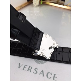 Versace New Black Calf Leather Silver Medusa Buckle 40mm Belt
