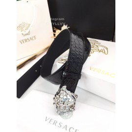Versace New Black Calf Leather Silver Medusa Buckle 40mm Belt